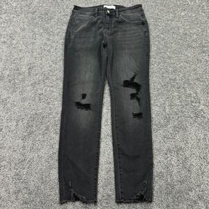 Flying Monkey Jeans Womens 27 Black Gray Ankle Stretch Distressed Preppy City